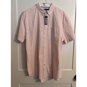Tommy Hilfiger Men Short Sleeve Pink Plaid Shirt Sz XL NWT PREPPY Yacht Golf